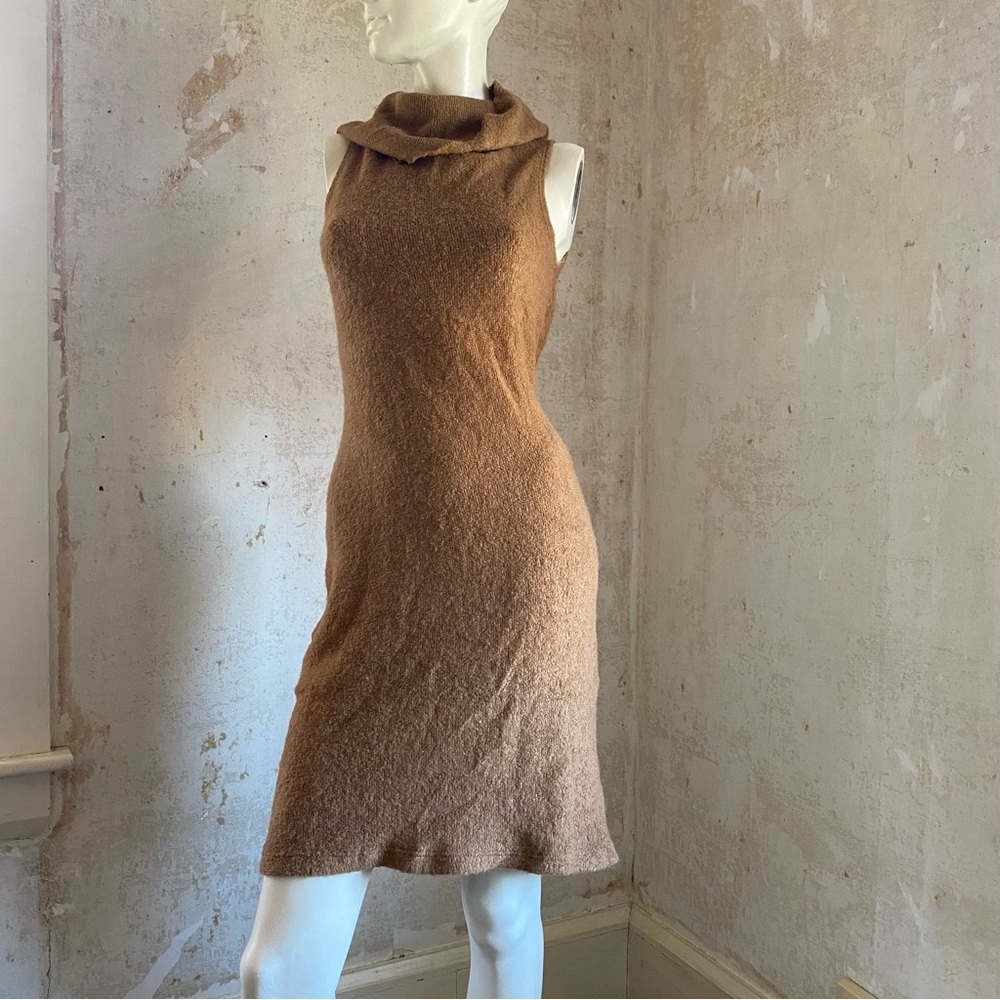 Tan Knit Sleeveless Dress